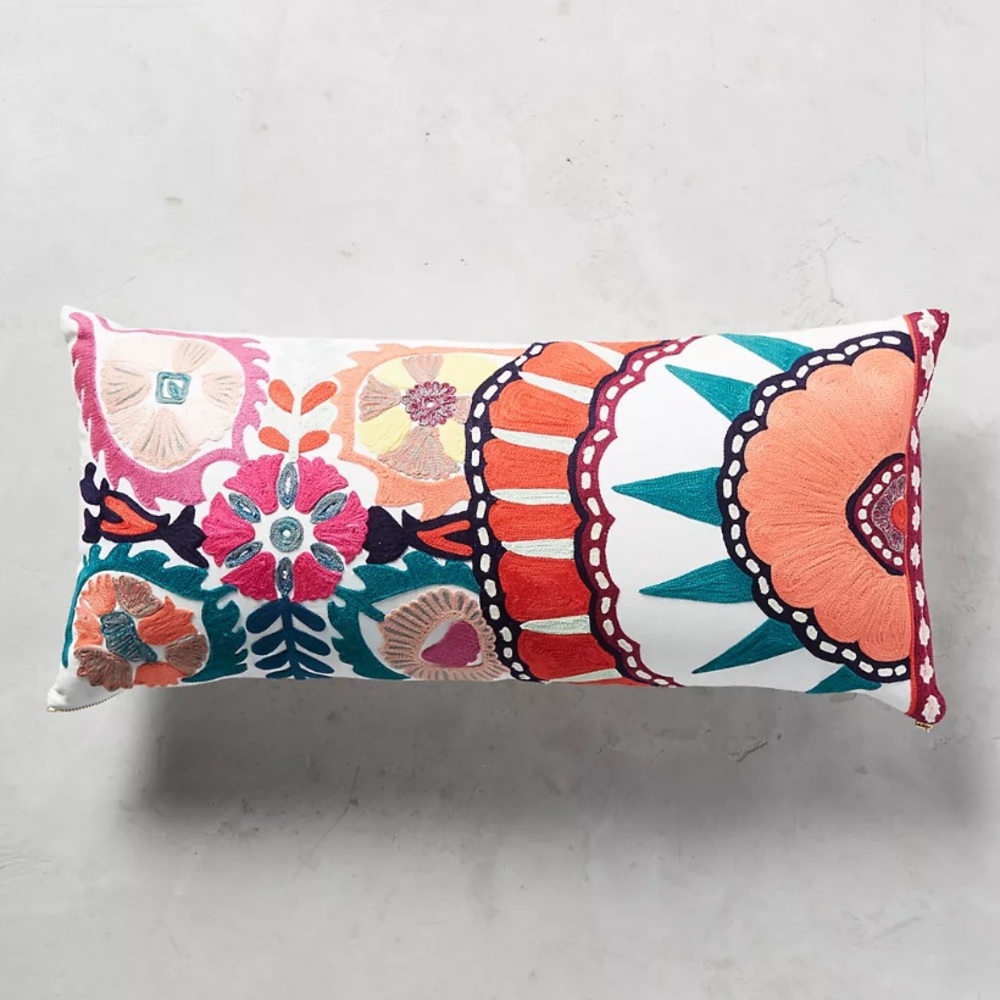 Anthropologie Celestina Embroidered Pillow